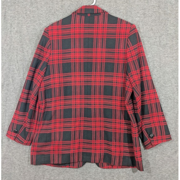 Kathryn‎ Deene Red Black Plaid Single Button Womens Blazer Size 16 - Picture 2 of 8